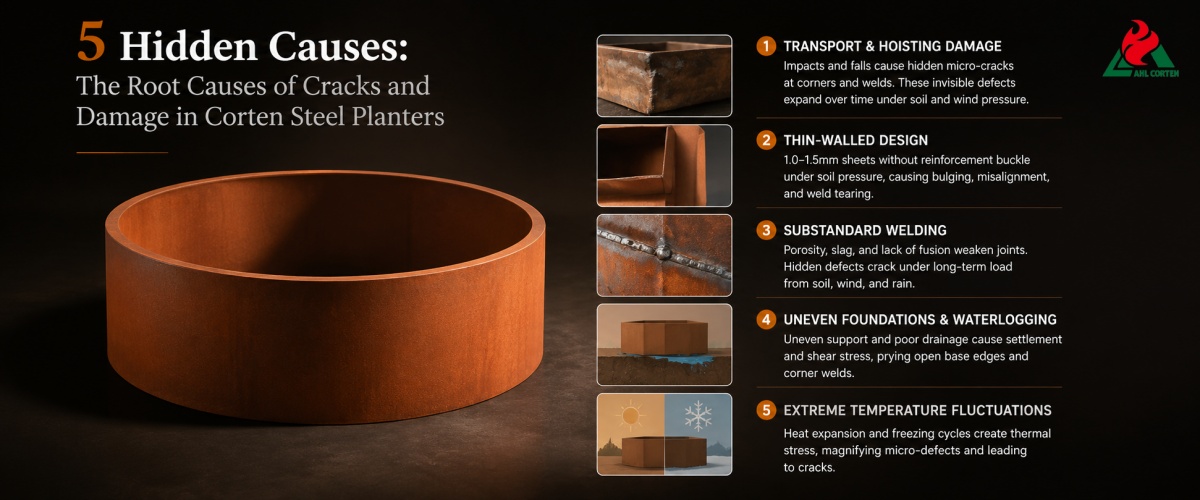 The Root Causes of Cracks and Damage in Corten Steel Planters